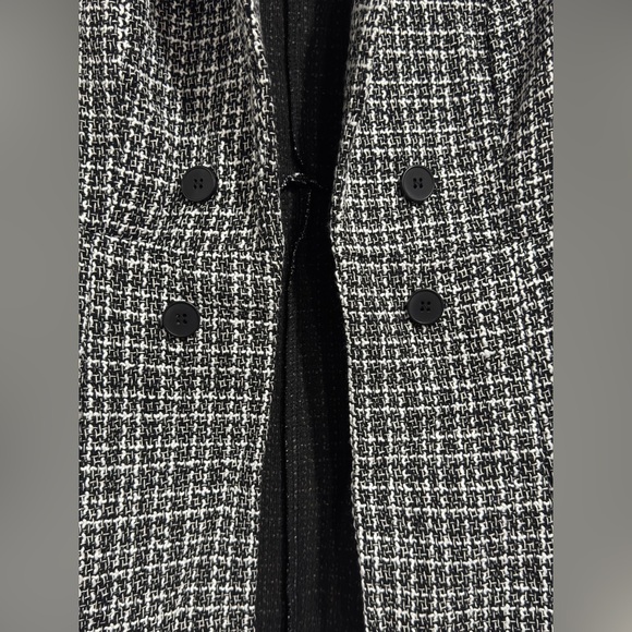 NewWomen's Black & White Plaid Collar Double-Breasted Jacket & Skirt Set Size XL - Picture 8 of 16